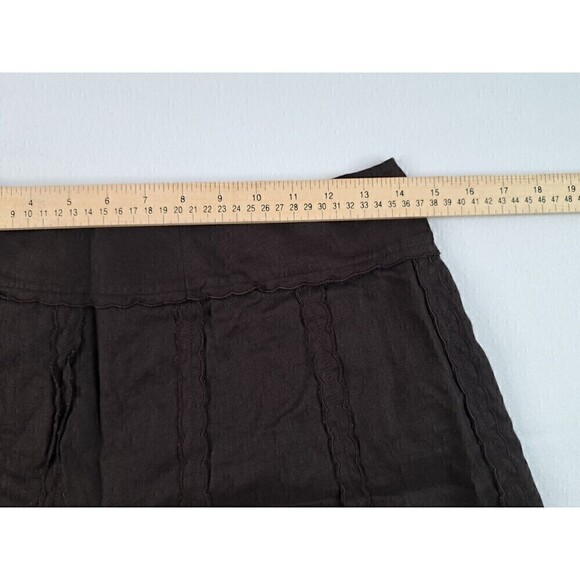 INC Black Professional Business Flare Skirt Brown 100% Linen Size 6P - Picture 3 of 6